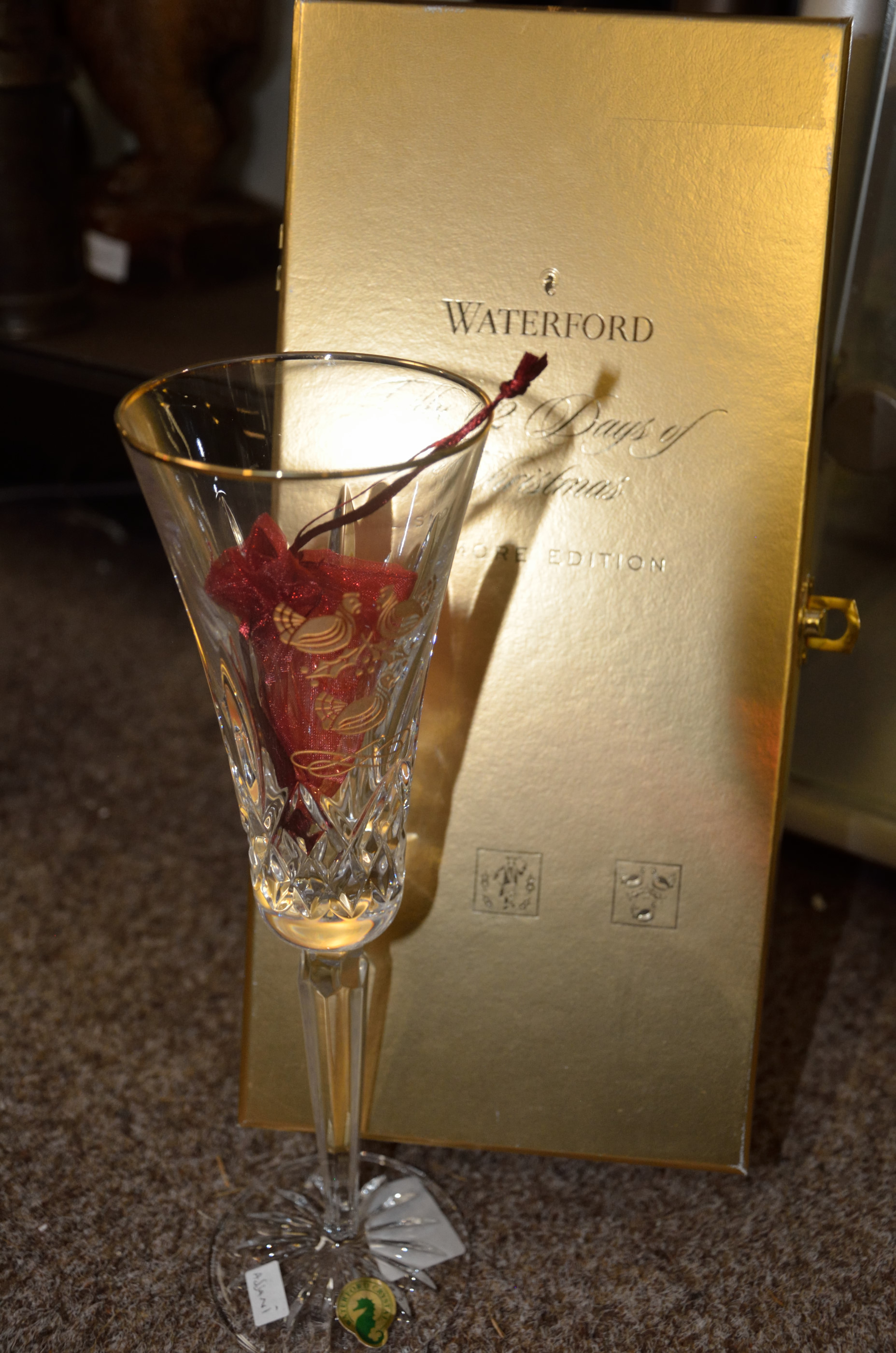 Waterford Crystal boxed gold champagne flute