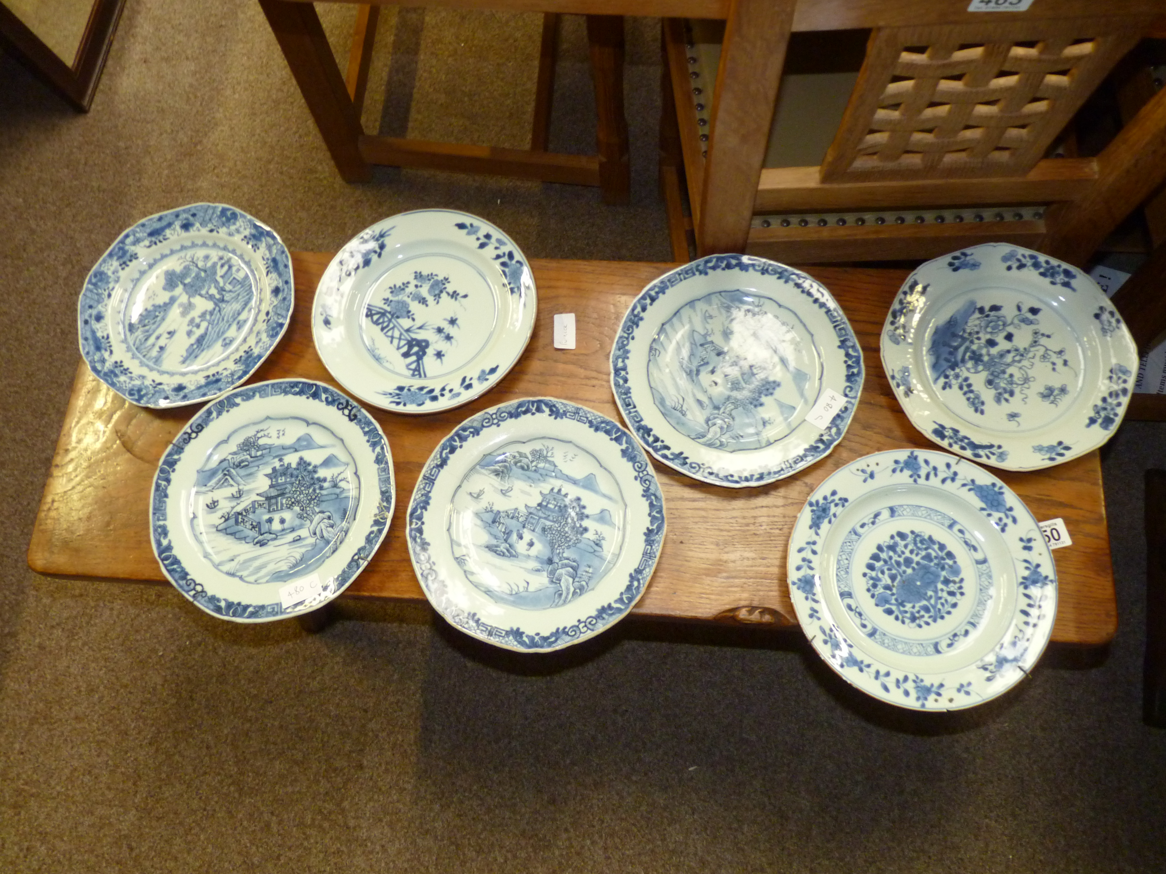 9 x Chinese blue and white plates - Image 5 of 6