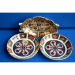 Trio of Royal Crown Derby 1128 Imari pin dishes