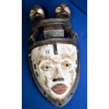 45cm x 25cm White Kalolin Fan African (Gabon) Temple mask