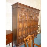 Oak triple wardrobe with shelves