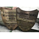 Pair of Antique 1904 Westgarth & Richardson Engineering Shipbuilding Advertising Signs - Teesside