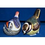 Pair of Royal Crown Derby Finch & Tit paperweights