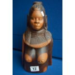 African female wooden bust