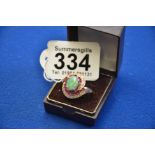 9ct diamond, ruby and opal ring size q