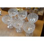 6 Webb crystal cut glass champagne glasses