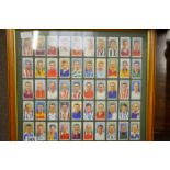 Framed collection of 1930s association footballers cigarette cards