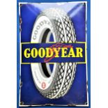Goodyear All weather curved enamel sign