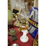 Antique Copeland Cherub base oil lamp