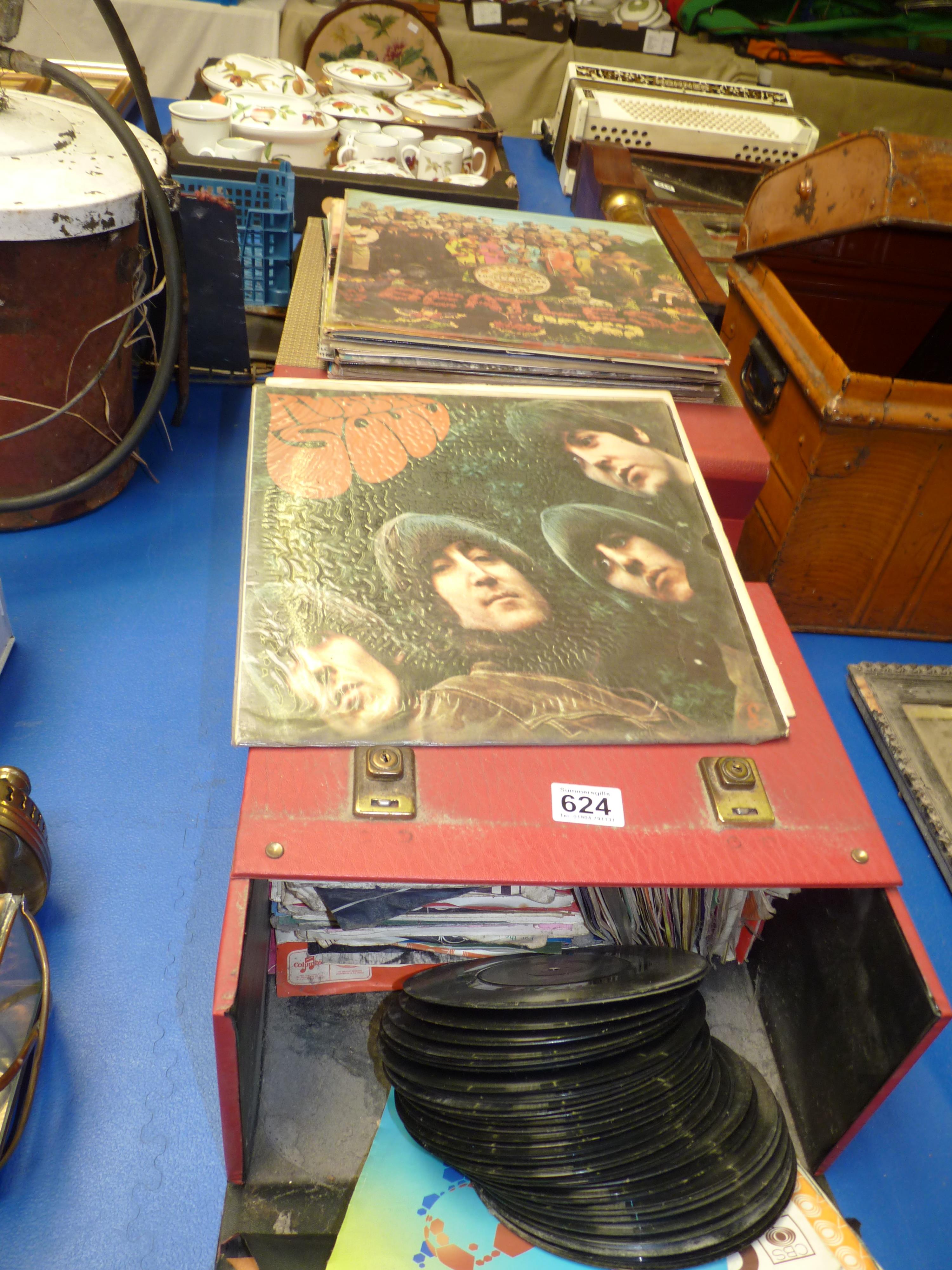 Records and Record player incl Beatles Rubber Soul and Lonely Hearts