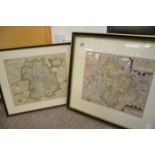 Pair of antique framed maps inc Bedford