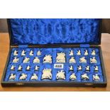 Indian 'Elephant - ride' cased carved bone chess set