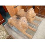 2 x Lion garden ornaments 70cm x 30