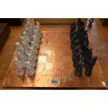 Chinese resin chess set and copper-wrapped board