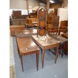 2 x Victorian Mahogany side tables, Mahogany cake stand and drop leaf oak table