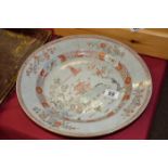 Chinese red and grey patterned plate (A/F)