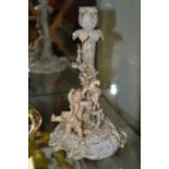 Early 20th Century decorative Cherub detailed Continental candlestick
