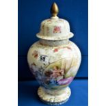 Continental Meissen lidded floral vase 34cm