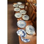 9 x Chinese blue and white plates