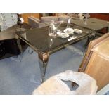 1.6m x 0.9m glass and chrome dining table