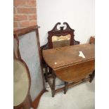 Victorian mahogany overmantle, chair and drop leaf table