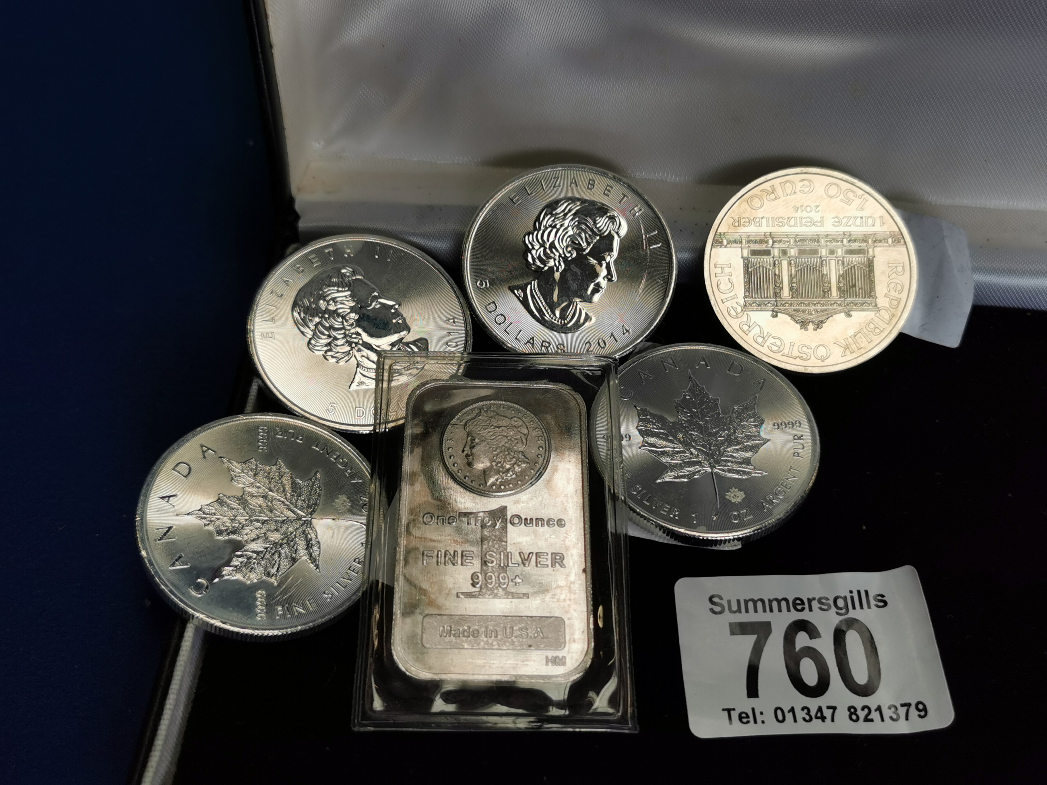 Group of Silver Austrian Coins & USA Ingot