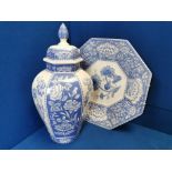 Spode Blue & White Ginger Jar & Plate