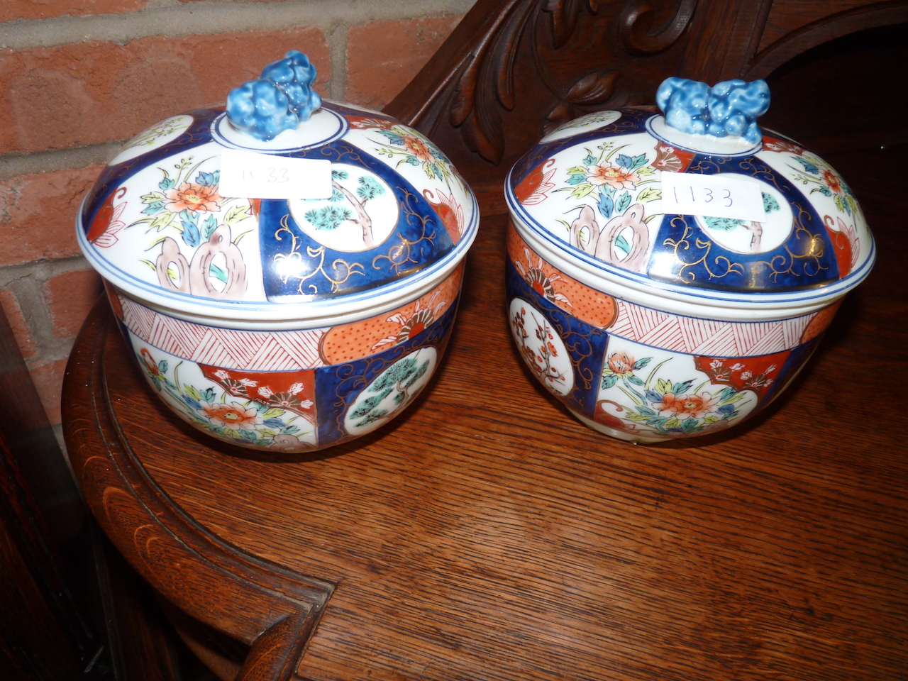 Pair of Oriental lidded jars