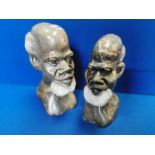Pair of African Marble Heads