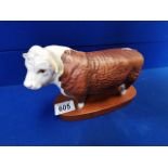 Beswick Hereford Bull on Stand