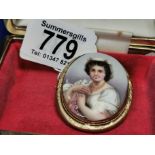 Victorian Handpainted Plaque Brooch