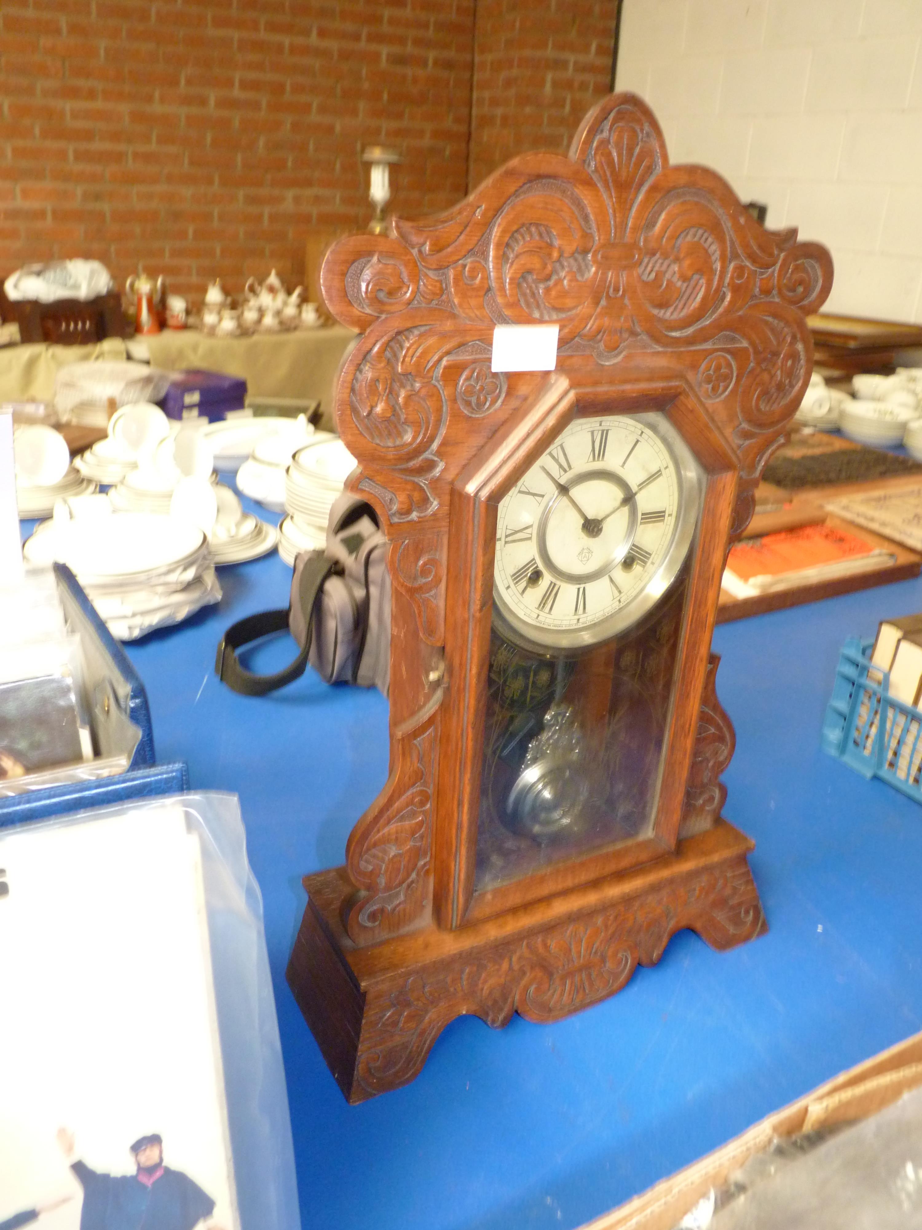 Ornate Carved Wooden Mantle/Hall Clock