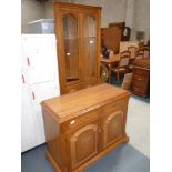 Repro oak standing corner cupboard and cupboard