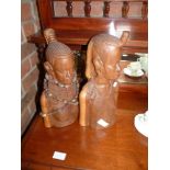 Pair of Male & Female African Carved Figures