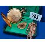 Waltham Gold Pocket Watch on Solid Gold 9ct Chain (Working & Inscribed to John Fachie from the