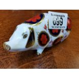 Royal Crown Derby Pig Paperweight - White Stopper