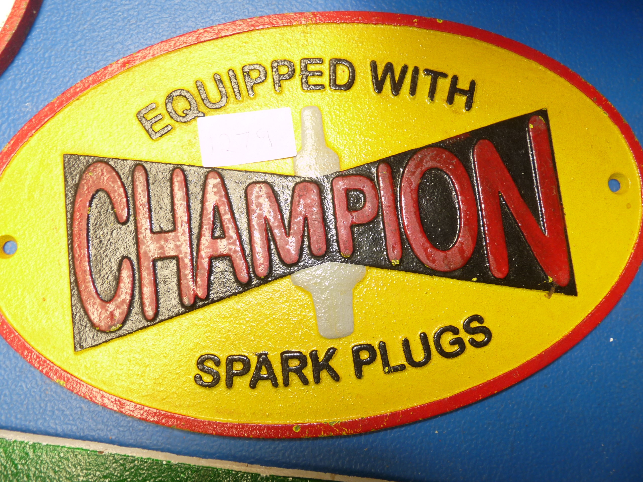 Champion Spark Plugs Cast Iron Automobilia Sign