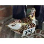 Royal Crown Derby Wren/Bird Paperweight (silver stopper)