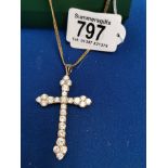 9ct Cross w/9ct Gold Chain & Stones