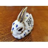 Royal Crown Derby Rabbit Bunny Paperweight - silver stopper