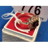 9ct Gold CZ Garnet Ring