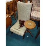 Victorian nursing chair, wine table and wall shelf