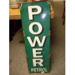 Power Petrol Enamel Automobilia Advertising Sign