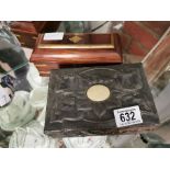 Hammered Pewter Jewellery Box + Gilt-Edged Wooden Box