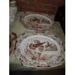 Pair of VGC Hunting Pheasant Meat Plates