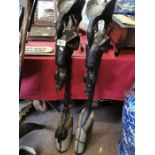 Pair of Wood/Metallic Sankofa Floor Figures