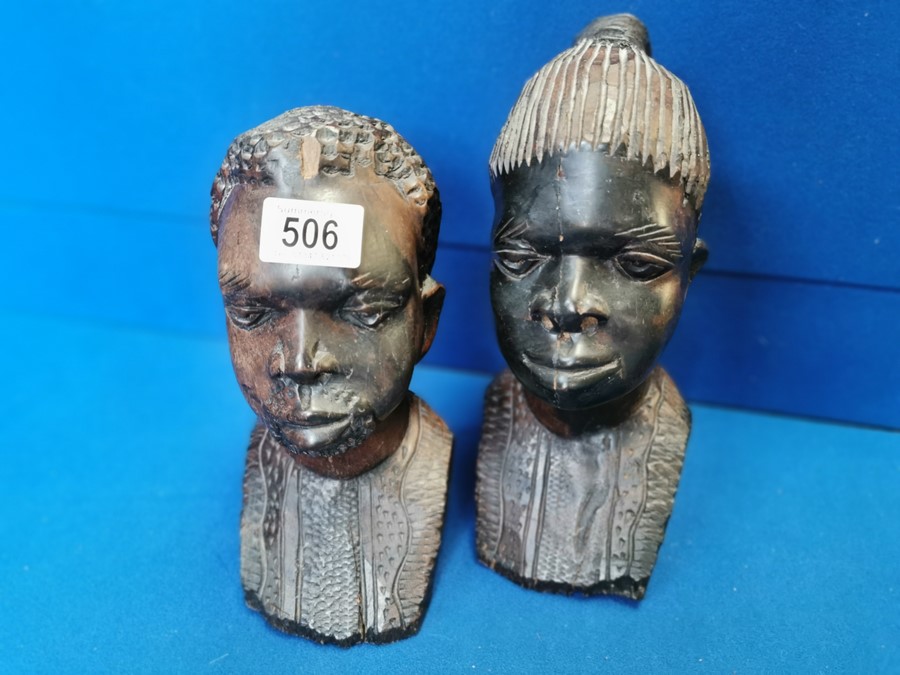 Pair of Carved African Busts