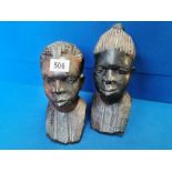 Pair of Carved African Busts