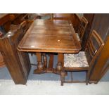 Drawer leaf oak dining table, chairs and shelves