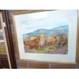 1988 highland cattle watercolour by Alderson
